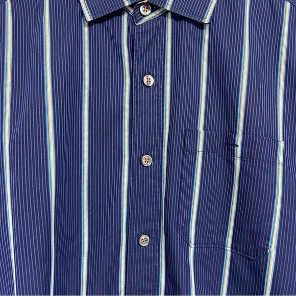 Tommy Bahama Button Down Dress Shirt Men's Long Sleeve Striped Medium Blue - Picture 2 of 8